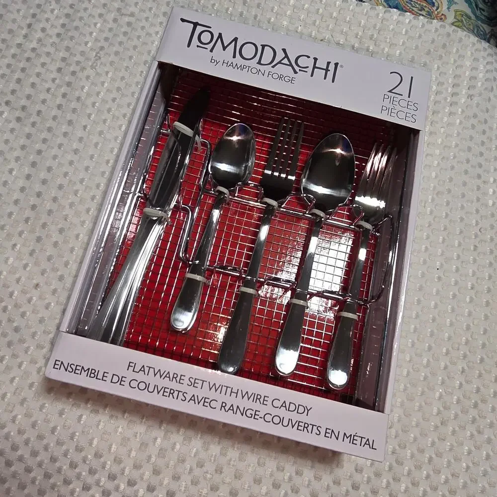 HAMPTON FORGE TOMODACHI 21 PC STAINLESS FLATWARE SET